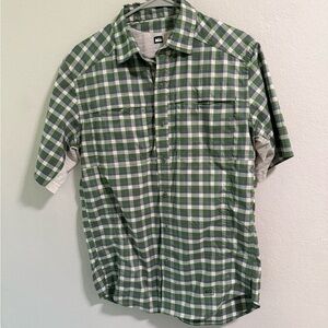 REI Co-op Green Plaid Short Sleeve Hiking Shirt Men’s Small